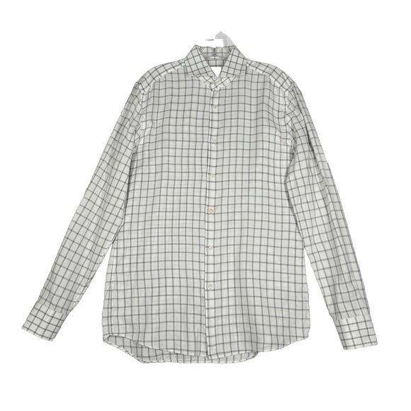Boss Hugo Boss Shirt Men Medium White Gray Plaid Cancuni Button Up Casual Preppy - Picture 1 of 9